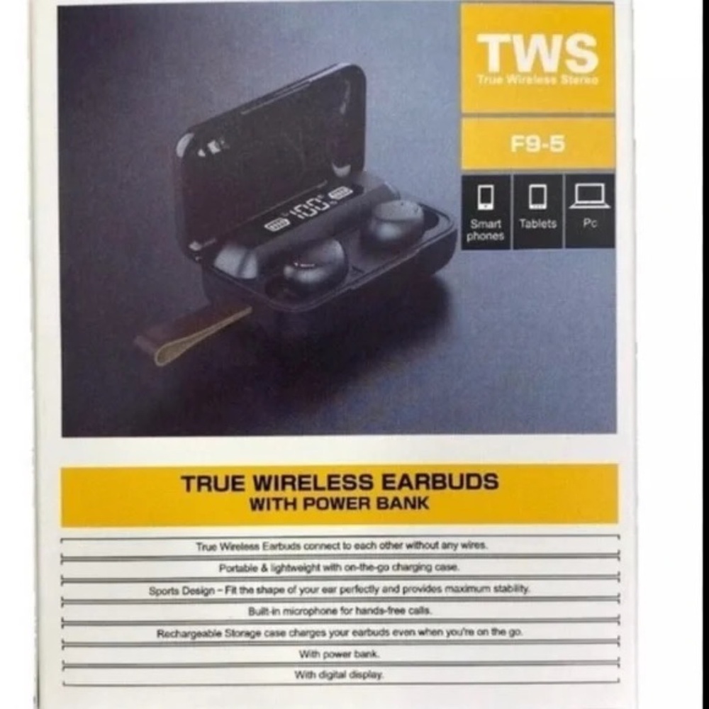 TWS F9 True Wireless Stereo Earbuds w/ Power Bank - Picture 3 of 7